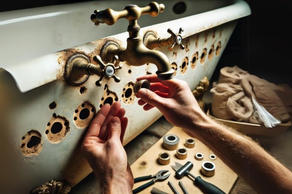 Inspecting The Faucet Mounting Holes