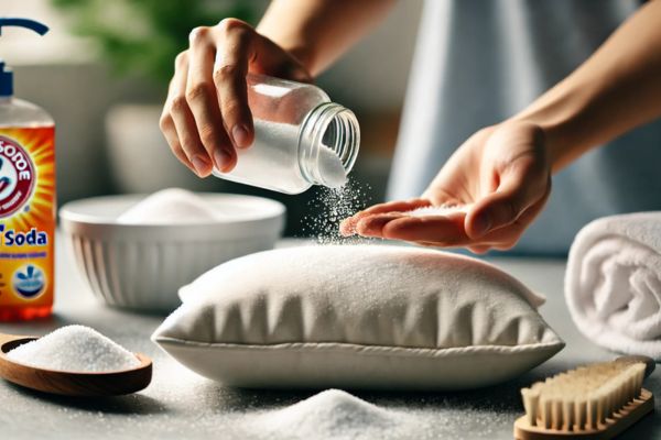 Adding Baking Soda for Odor Control Wash Bath Pillow