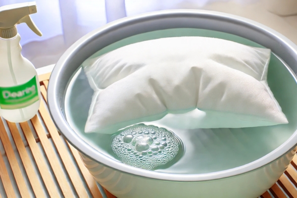 Submerge Pillow In Cleaning Solution