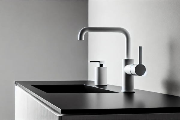 White Faucets: A Surprising Yet Fresh Contrast With Black Countertops