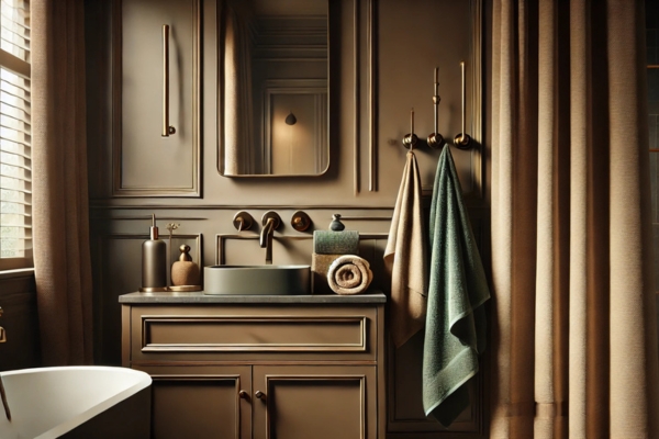 Choosing Bathroom Accessories That Match Brown Cabinet