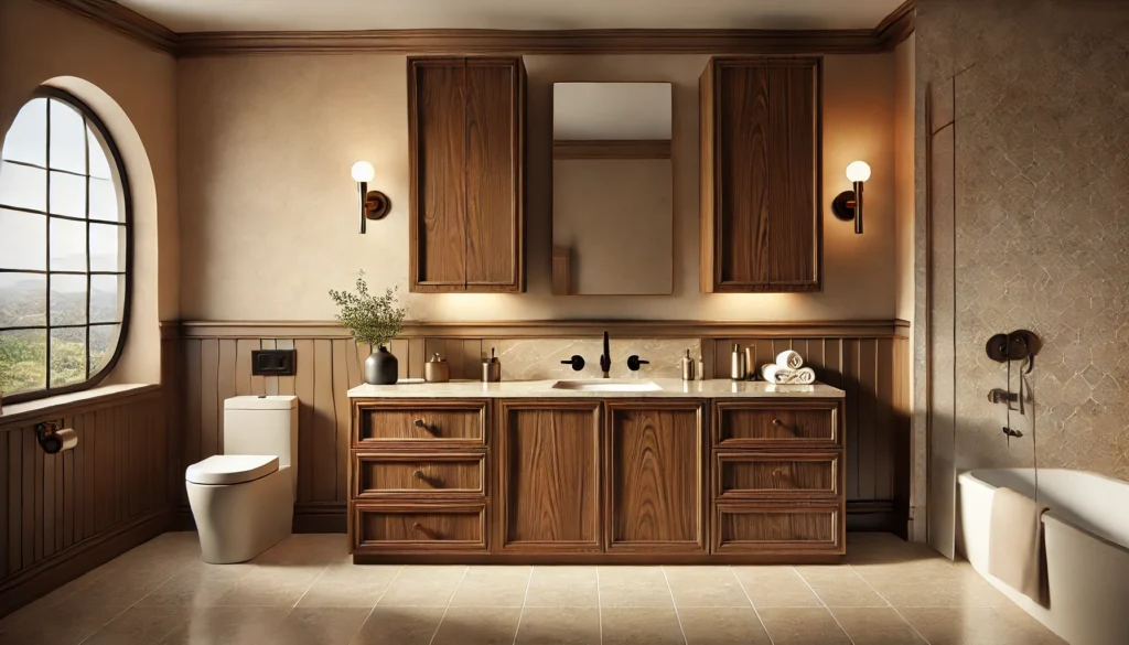 How To Decorate Bathroom With Brown Cabinets