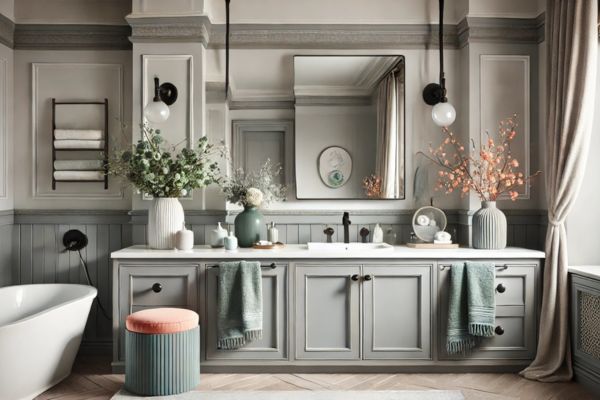 Accent Colors That Enhance Gray And White Bathrooms