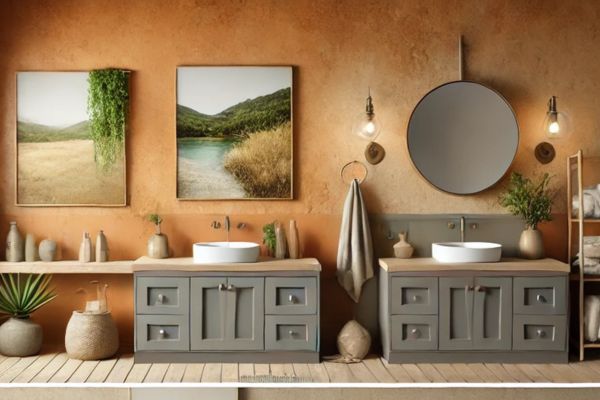 Earthy And Natural Wall Colors Gray Bathroom Cabinets