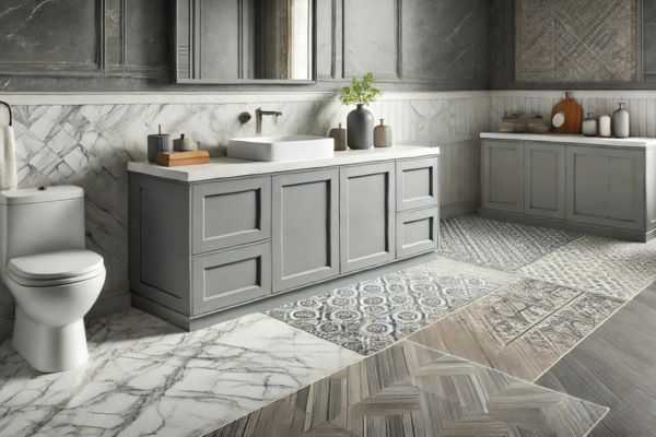 Flooring Options To Complement Gray Cabinets And White Countertops