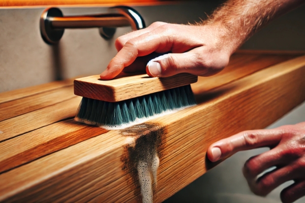 Gentle Scrubbing, No Hulk Mode Clean Mold Off Teak Shower Bench