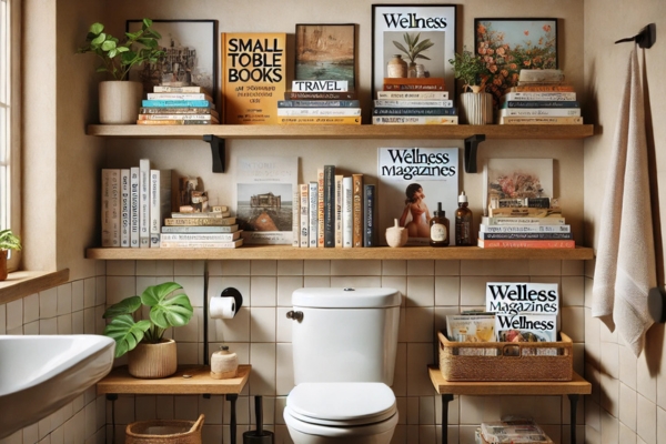 Display Books Or Magazines Decorate Bathroom Shelves Over Toilet