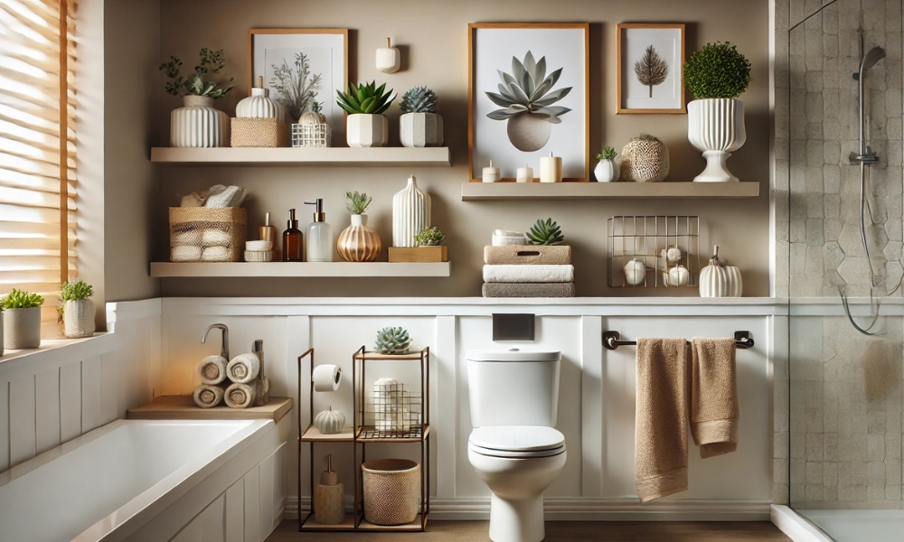 How To Decorate Bathroom Shelves Over Toilet