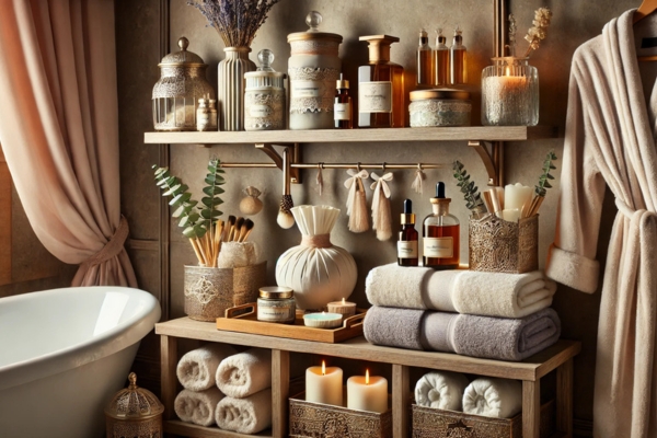 Luxury Touches For A Spa-Like Feel Put On Bathroom Floating Shelves