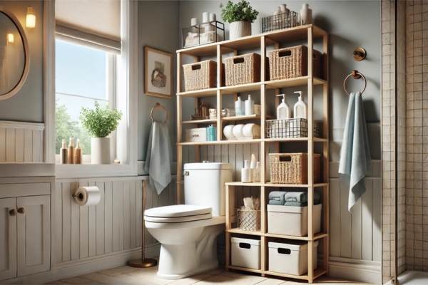 Over-The-Toilet Storage Units Create Bathroom Shelves Without Drilling