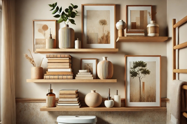 Play With Heights And Layers Decorate Bathroom Shelves