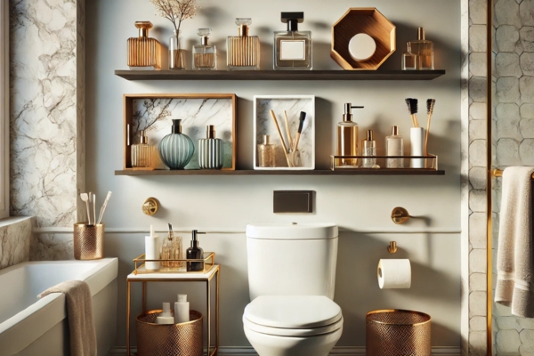 Use Decorative Trays For Organization Decorate Bathroom Shelves Over Toilet