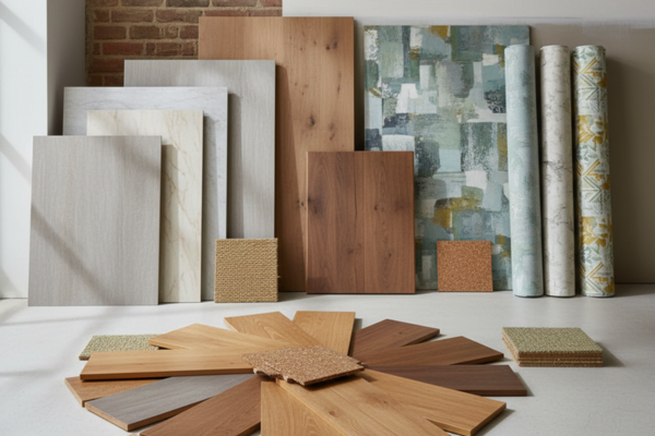 Flooring and wall ideas for small bathroom designs with shower and toilet
