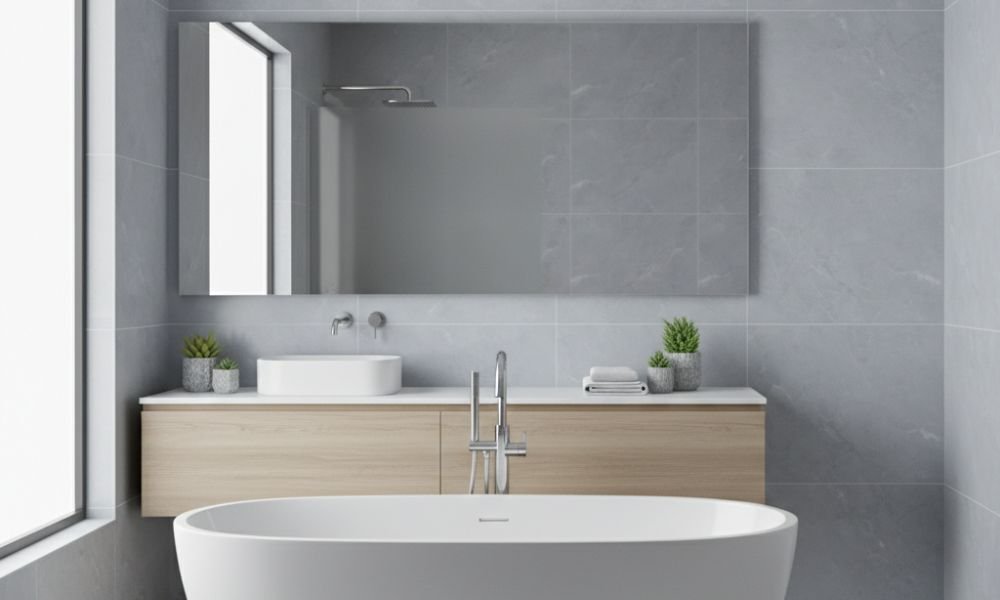 Waterproof laminate walls for modern bathrooms